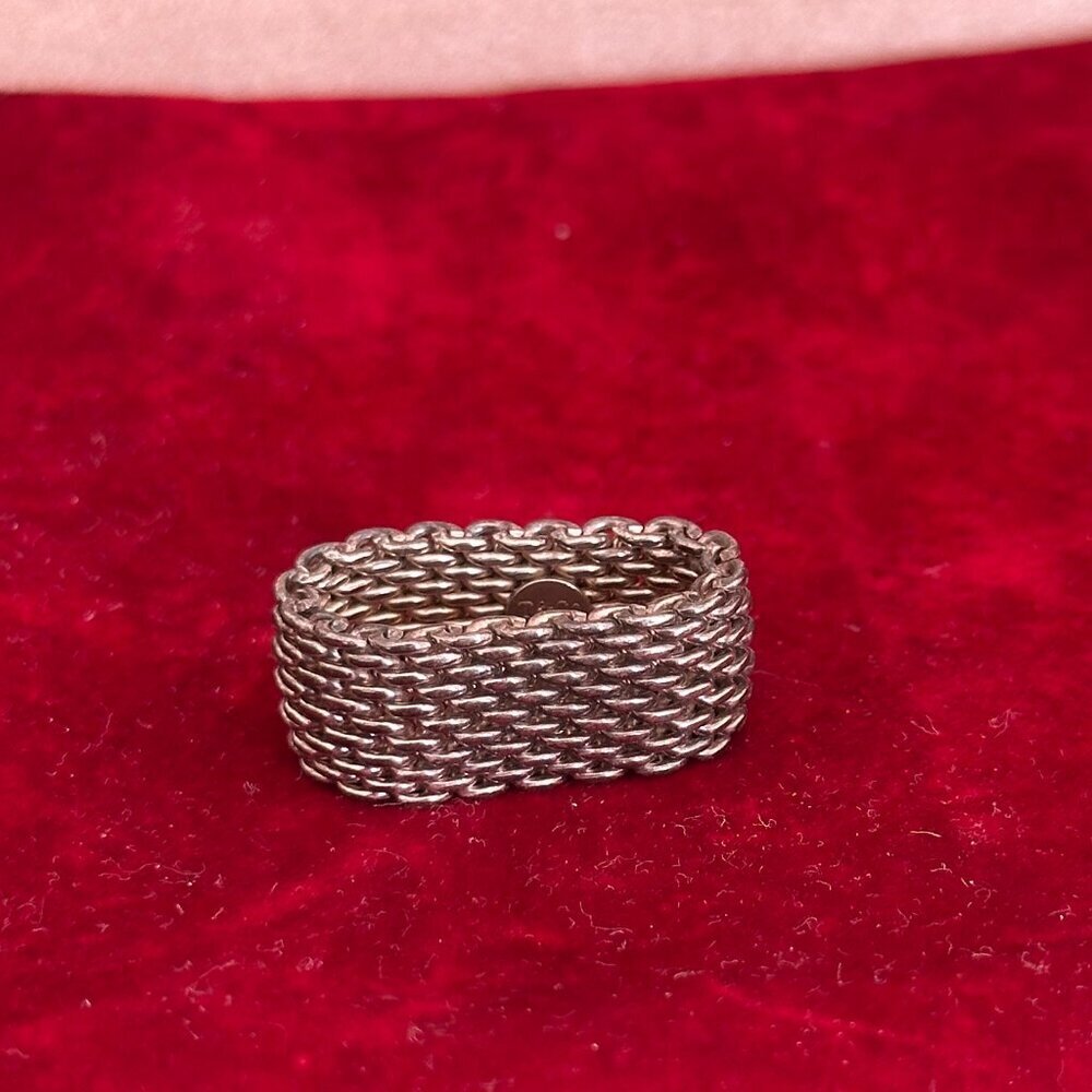 Tiffany & Co Somerset Mesh Ring Sterling Silver 925 – Size 6 Authentic